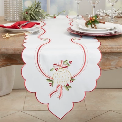 Saro Lifestyle Embroidered Table Runner With Christmas Design 3 Saro Lifestyle Embroidered Table Runner With Christmas Design - Image 3