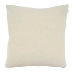 Saro Lifestyle Pom Pom Applique Decorative Pillow Cover, Ivory, 18"
