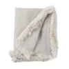 Saro Lifestyle Plush Lamb Fur Border Linen Throw Blanket