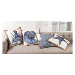 20"x20" Oversize Octopus Printed Cotton Square Throw Pillow Navy - Saro Lifestyle: Coastal Beach Decor, Indoor Couch Accent -Winter Glow Store GUEST a8d44635 5d58 4431 a1f1 dcca6b98df1d 1