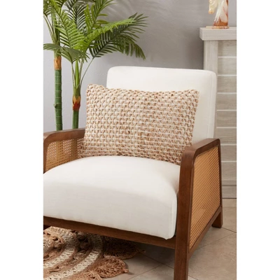 12"x20" Oversize Rope Design Down Filled Lumbar Throw Pillow Ivory - Saro Lifestyle 2 12"x20" Oversize Rope Design Down Filled Lumbar Throw Pillow Ivory - Saro Lifestyle - Image 2