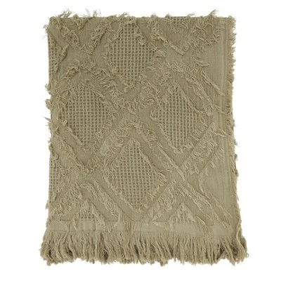 Saro Lifestyle Throw Blanket With Fringe Waffle Weave Design 4 Saro Lifestyle Throw Blanket With Fringe Waffle Weave Design - Image 4