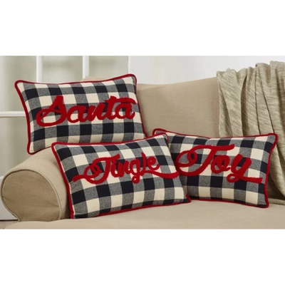 12"x20" Buffalo Plaid Joy Poly Filled Throw Pillow Black - Saro Lifestyle 2 12"x20" Buffalo Plaid Joy Poly Filled Throw Pillow Black - Saro Lifestyle - Image 2