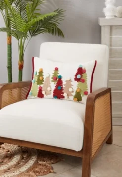 Saro Lifestyle Cheerful Charm Pom Pom Christmas Trees Throw Pillow Cover, 14"x20", Multicolored -Winter Glow Store GUEST abcdccbc 21be 4791 b79e 3ee0dcede31a