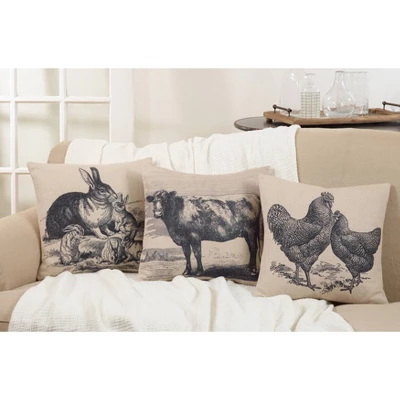 Hen Print Square Throw Pillow Gray - Saro Lifestyle 2 Hen Print Square Throw Pillow Gray - Saro Lifestyle - Image 2