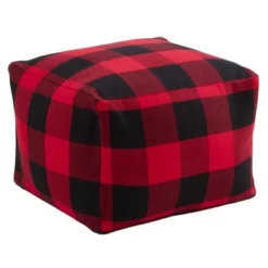 Saro Lifestyle Buffalo Plaid Design Floor Pouf -Winter Glow Store GUEST abf45f10 09ee 45e6 8eaa 021173119c3e