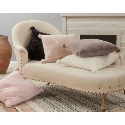 18"x18" Poly-Filled Faux Rabbit Fur Square Throw Pillow - Saro Lifestyle 2 18"x18" Poly-Filled Faux Rabbit Fur Square Throw Pillow - Saro Lifestyle - Image 2