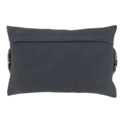 Saro Lifestyle Floral Appliqué Throw Pillow With Down Filling, Slate, 14" X 23"