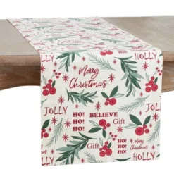 Saro Lifestyle Holly Christmas Design Table Runner 7 Saro Lifestyle Holly Christmas Design Table Runner -Winter Glow Store GUEST ad390f04 f504 49b1 98cf bb97861a9625