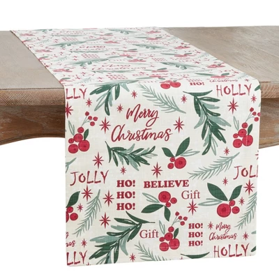 Saro Lifestyle Holly Christmas Design Table Runner 4 Saro Lifestyle Holly Christmas Design Table Runner - Image 4