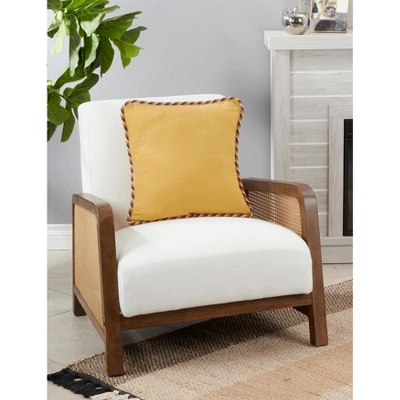 Saro Lifestyle Twisted Rope Trim Decorative Pillow Cover, Yellow, 18" 1 Saro Lifestyle Twisted Rope Trim Decorative Pillow Cover, Yellow, 18"