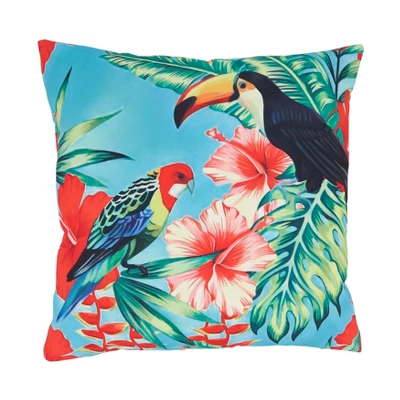 Saro Lifestyle Vibrant Toucan Outdoor Pillow With Poly Fill, 18"x18", Multicolored 4 Saro Lifestyle Vibrant Toucan Outdoor Pillow With Poly Fill, 18"x18", Multicolored - Image 4