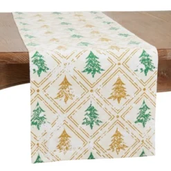 Saro Lifestyle Holiday Table Runner With Christmas Trees Design -Winter Glow Store GUEST b0636d81 8180 48fe a734 ba307bb9eab8