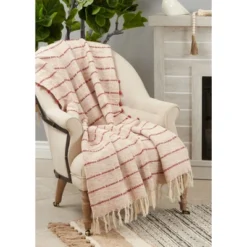 Saro Lifestyle Corded Throw, 50x60 Inches, Red -Winter Glow Store GUEST b09d4bbd 5f22 4099 8ebc 5f86cb0551bf