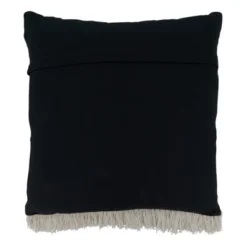 Saro Lifestyle Fringe Woven Decorative Pillow Cover, Black/White, 20"