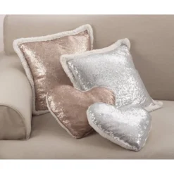 Poly Filled Heart Sequin Pillow Champagne - Saro Lifestyle: Modern Indoor Decorative Accent, Polyester Fill 3 Poly Filled Heart Sequin Pillow Champagne - Saro Lifestyle: Modern Indoor Decorative Accent, Polyester Fill -Winter Glow Store GUEST b19b48b7 dc62 472f b233 47e53ffec97b