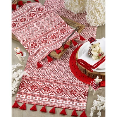 Saro Lifestyle Christmas Pattern Cotton Table Runner 2 Saro Lifestyle Christmas Pattern Cotton Table Runner - Image 2