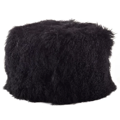 Saro Lifestyle Real Mongolian 100% Wool Lamb Fur Pouf Ottoman Square 4 Saro Lifestyle Real Mongolian 100% Wool Lamb Fur Pouf Ottoman Square - Image 4