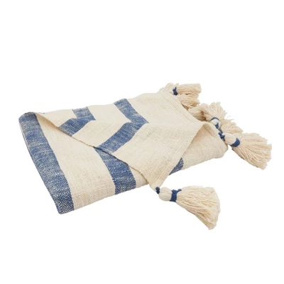 50"x60" Luxe Striped Tassel Throw Blanket - Saro Lifestyle 1 50"x60" Luxe Striped Tassel Throw Blanket - Saro Lifestyle