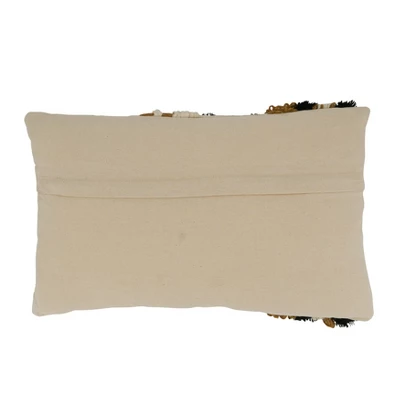 Saro Lifestyle Embroidered Stripe Decorative Pillow Cover, Gold, 12"x20" 1 Saro Lifestyle Embroidered Stripe Decorative Pillow Cover, Gold, 12"x20"