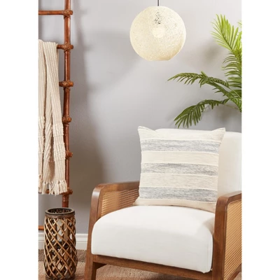 Saro Lifestyle Poly Filled Throw Pillow With Stripe Design, 20", Blue 2 Saro Lifestyle Poly Filled Throw Pillow With Stripe Design, 20", Blue - Image 2