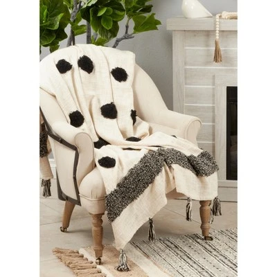 Saro Lifestyle Tufted Dot Throw, 50x60 Inches, Multicolored 3 Saro Lifestyle Tufted Dot Throw, 50x60 Inches, Multicolored - Image 3