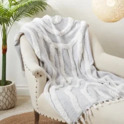Saro Lifestyle Comfy Tufted Knit Fringed Throw, Gray, 50"x60" 3 Saro Lifestyle Comfy Tufted Knit Fringed Throw, Gray, 50"x60" -Winter Glow Store GUEST b87f5a3a b6b8 48e6 8163 cb656bb1f580