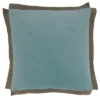 Saro Lifestyle Velvet Flange Throw Pillow With Down Filling, Aqua, 20" X 20"