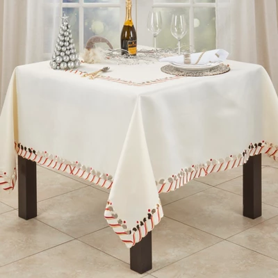 Saro Lifestyle Candy Cane Design Holiday Christmas Tablecloth 1 Saro Lifestyle Candy Cane Design Holiday Christmas Tablecloth