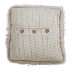 Saro Lifestyle Faux Fur Trim Button Knit Poly Filled Pillow 5 Saro Lifestyle Faux Fur Trim Button Knit Poly Filled Pillow -Winter Glow Store GUEST ba783de2 139e 4493 8ee4 e6933d440b90