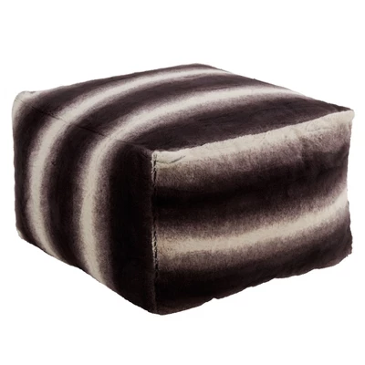 Saro Lifestyle Floor Pouf With Animal Print Faux Fur Design 3 Saro Lifestyle Floor Pouf With Animal Print Faux Fur Design - Image 3