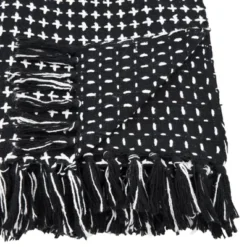50"x60" Cross Thread Throw Blanket Black - Saro Lifestyle
