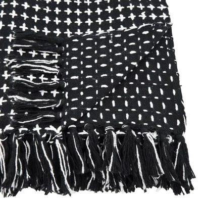 50"x60" Cross Thread Throw Blanket Black - Saro Lifestyle 1 50"x60" Cross Thread Throw Blanket Black - Saro Lifestyle