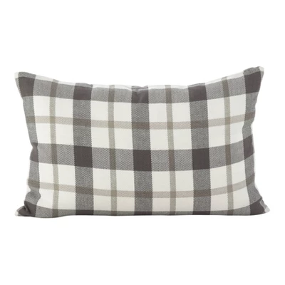 Plaid Down Filled Throw Pillow Gray - Saro Lifestyle 1 Plaid Down Filled Throw Pillow Gray - Saro Lifestyle