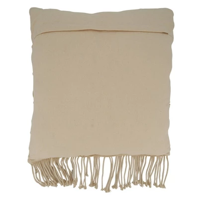 20"x20" Oversize Cotton With Macramé Design Square Throw Pillow Cover Natural - Saro Lifestyle 1 20"x20" Oversize Cotton With Macramé Design Square Throw Pillow Cover Natural - Saro Lifestyle