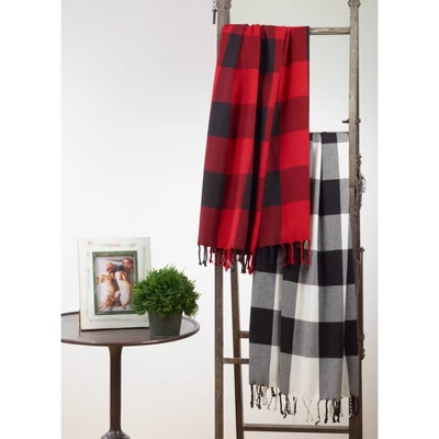 Buffalo Plaid Throw Blanket Red - Saro Lifestyle: 100% Cotton, Tassel Edges, Machine Washable, 50x60" 3 Buffalo Plaid Throw Blanket Red - Saro Lifestyle: 100% Cotton, Tassel Edges, Machine Washable, 50x60" - Image 3