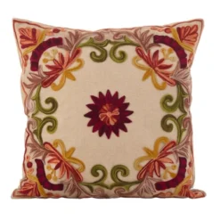 Saro Lifestyle Embroidered Floral Design Cotton Poly Filled Throw Pillow 5 Saro Lifestyle Embroidered Floral Design Cotton Poly Filled Throw Pillow -Winter Glow Store GUEST bed502d5 4602 4ad1 8e6f bac39d8a9192