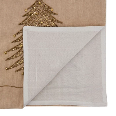 Saro Lifestyle Beaded Table Runner With Christmas Tree Design 1 Saro Lifestyle Beaded Table Runner With Christmas Tree Design