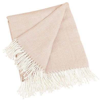 50"X60" Herringbone Tassel Fringe Throw Blanket - Saro Lifestyle 3 50"X60" Herringbone Tassel Fringe Throw Blanket - Saro Lifestyle - Image 3