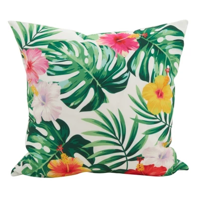 18"x18" Island Bloom Statement Poly Filled Throw Pillow - Saro Lifestyle 4 18"x18" Island Bloom Statement Poly Filled Throw Pillow - Saro Lifestyle - Image 4