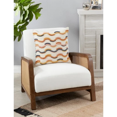 Saro Lifestyle Saro Lifestyle Fringe Lace Applique Decorative Pillow Cover, Multicolored, 18" 1 Saro Lifestyle Saro Lifestyle Fringe Lace Applique Decorative Pillow Cover, Multicolored, 18"