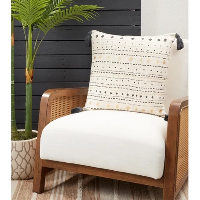 Saro Lifestyle Printed Diamond Dash Decorative Pillow Cover, Multicolored, 20" 2 Saro Lifestyle Printed Diamond Dash Decorative Pillow Cover, Multicolored, 20" - Image 2