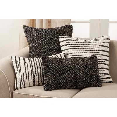 22"x22" Oversize Zebra Chindi Design Cotton Square Throw Pillow Cover Black/White - Saro Lifestyle 3 22"x22" Oversize Zebra Chindi Design Cotton Square Throw Pillow Cover Black/White - Saro Lifestyle - Image 3