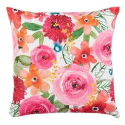 Saro Lifestyle Santa Monica Floral Decorative Pillow Cover, Multi, 18"