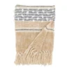 50"x60" Warm Woven Striped Throw Blanket Natural - Saro Lifestyle: Cotton, Machine Washable, Cozy For Bed & Couch