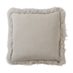 Saro Lifestyle Luxurious Linen Poly Filled Throw Pillow With Plush Lamb Fur Border