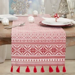 Saro Lifestyle Christmas Pattern Cotton Table Runner 9 Saro Lifestyle Christmas Pattern Cotton Table Runner -Winter Glow Store GUEST c4abb159 cebd 4b40 bb12 34ddec3ba8cd