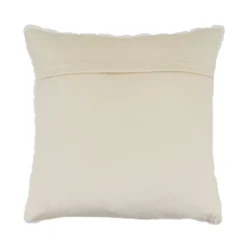 18"x18" Structured Snuggles Grid Faux Rabbit Fur Square Throw Pillow Ivory - Saro Lifestyle