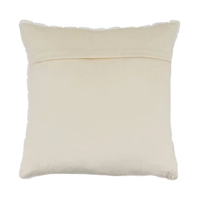 18"x18" Structured Snuggles Grid Faux Rabbit Fur Square Throw Pillow Ivory - Saro Lifestyle 1 18"x18" Structured Snuggles Grid Faux Rabbit Fur Square Throw Pillow Ivory - Saro Lifestyle