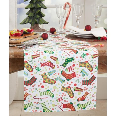 Saro Lifestyle Christmas Stockings Holiday Table Runner 2 Saro Lifestyle Christmas Stockings Holiday Table Runner - Image 2